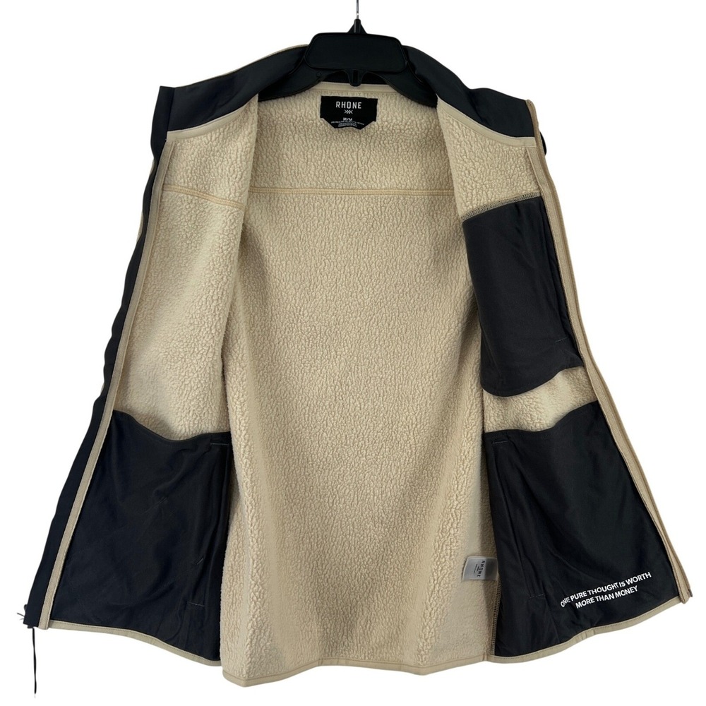 Rhone Fleece Vest Mens M Oatmeal Heather Full Zip Pockets Earth Tones NWT - Picture 6 of 10